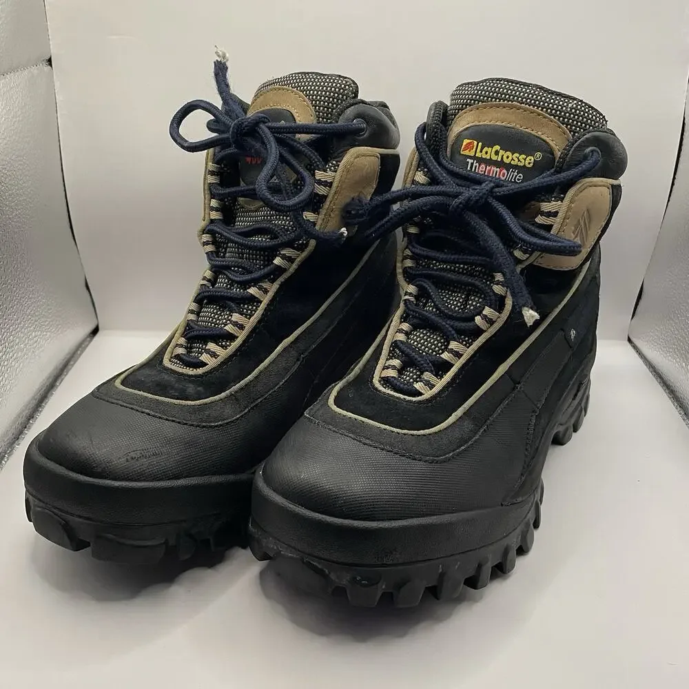 LaCrosse Women’s 8 Winter Hiking Boots Thermolite 400 Insulated Black Leather